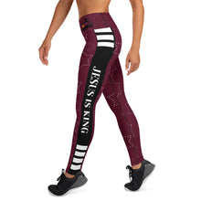Load image into Gallery viewer, JESUS IS KING Burgundy Leggings