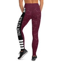 Load image into Gallery viewer, JESUS IS KING Burgundy Leggings