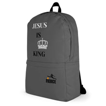 Load image into Gallery viewer, JESUS IS KING Black White Backpack