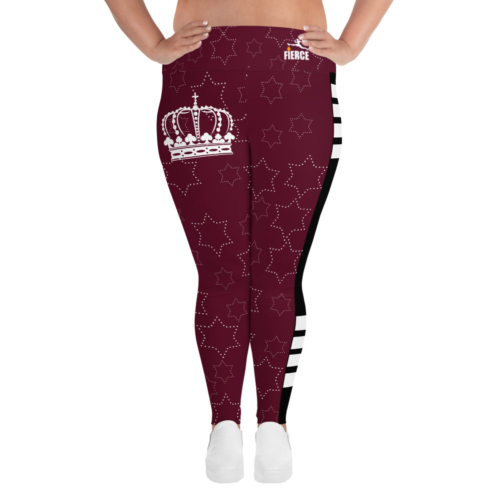 JESUS IS KING Burgundy Plus Size Leggings