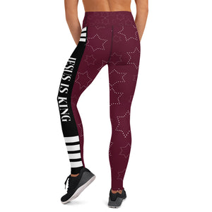 JESUS IS KING Burgundy Leggings