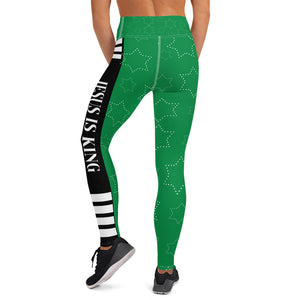 JESUS IS KING Green Leggings