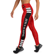 Load image into Gallery viewer, JESUS IS KING Red Leggings
